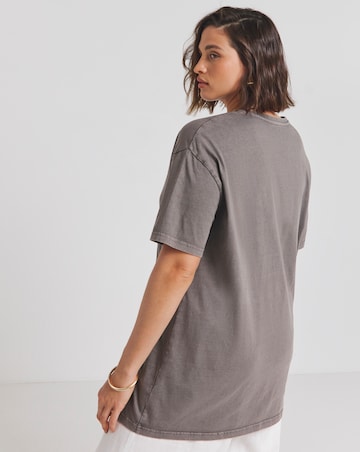 Acid Wash Music Festival Longline Slogan T-Shirt