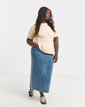 Ecru Shirred Waist T-Shirt
