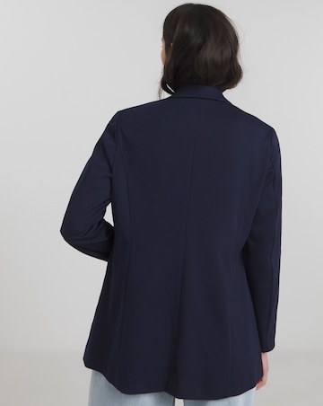 Navy Stretch Ponte Jersey Relaxed Blazer