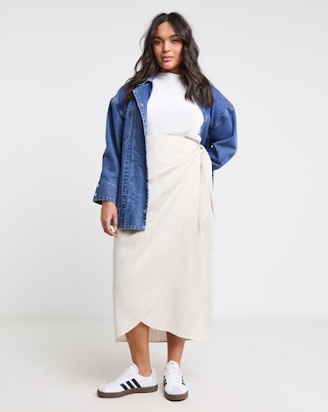 Natural Linen Wrap Midaxi Skirt