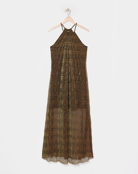 Simply Be Bronze Foil Trapeze Maxi Dress