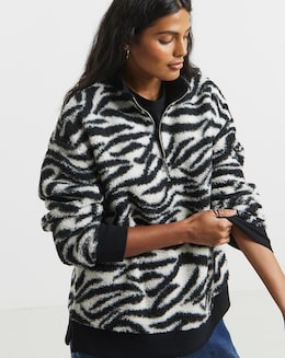 Zebra Print Borg Sweatshirt