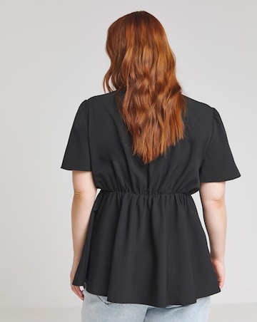 Black V Neck Tea Blouse
