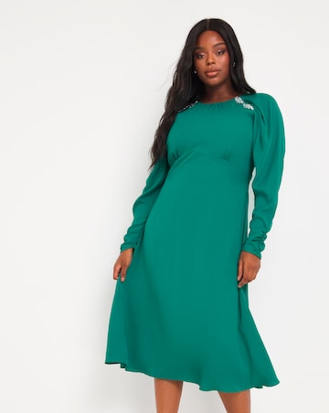 Joanna Hope Peacock Embellished Midi Dress