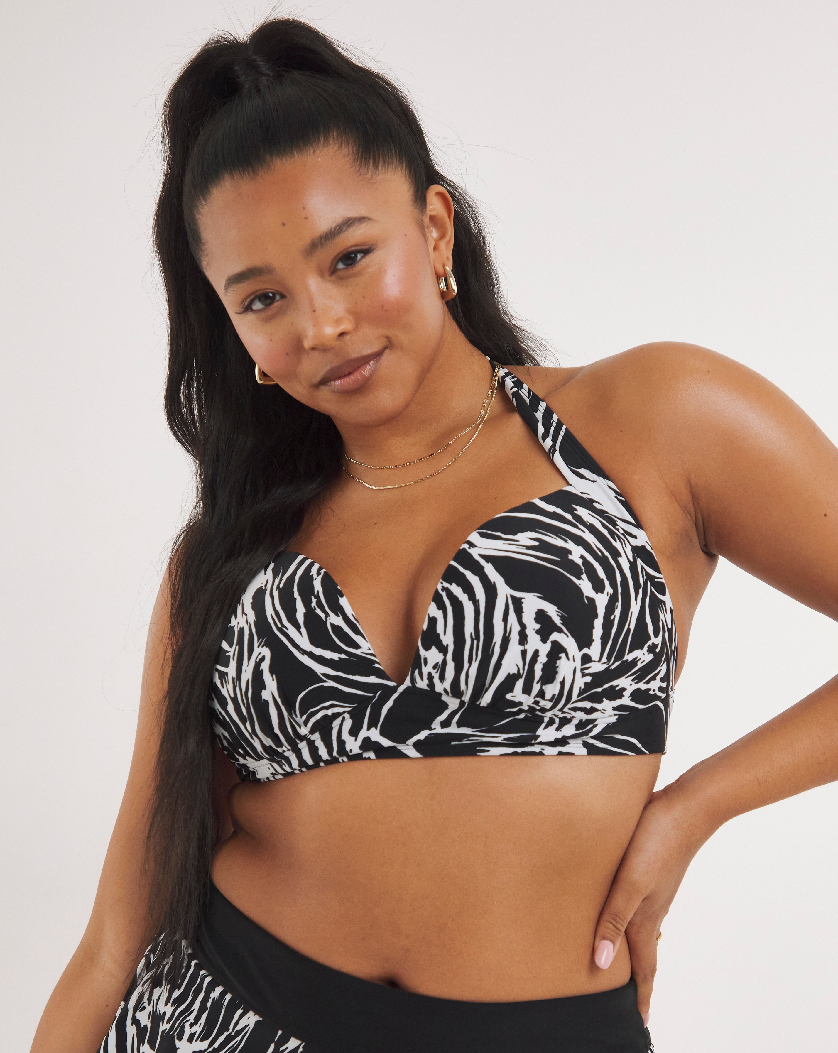 Marble Mix And Match Non Wired Padded Halter Neck Bikini Top Simply Be