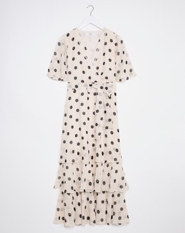 Joanna Hope Spot Printed Tiered Maxi Dress