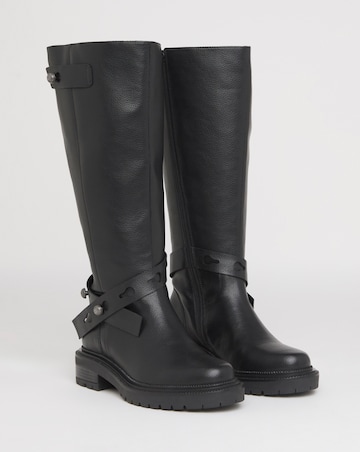 Veronica Knee High Wrap Detail Boots Wide E Fit Curvy Calf