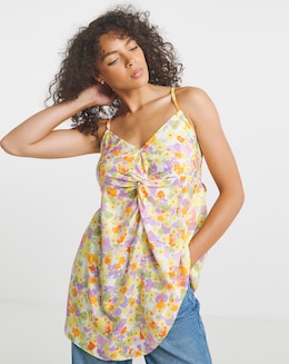 Simply Be Floral Print Twist Front Cami With Bow Back