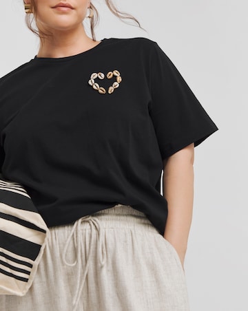 Black Shell Detail T-Shirt