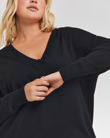 Black Slouchy V-Neck Tunic