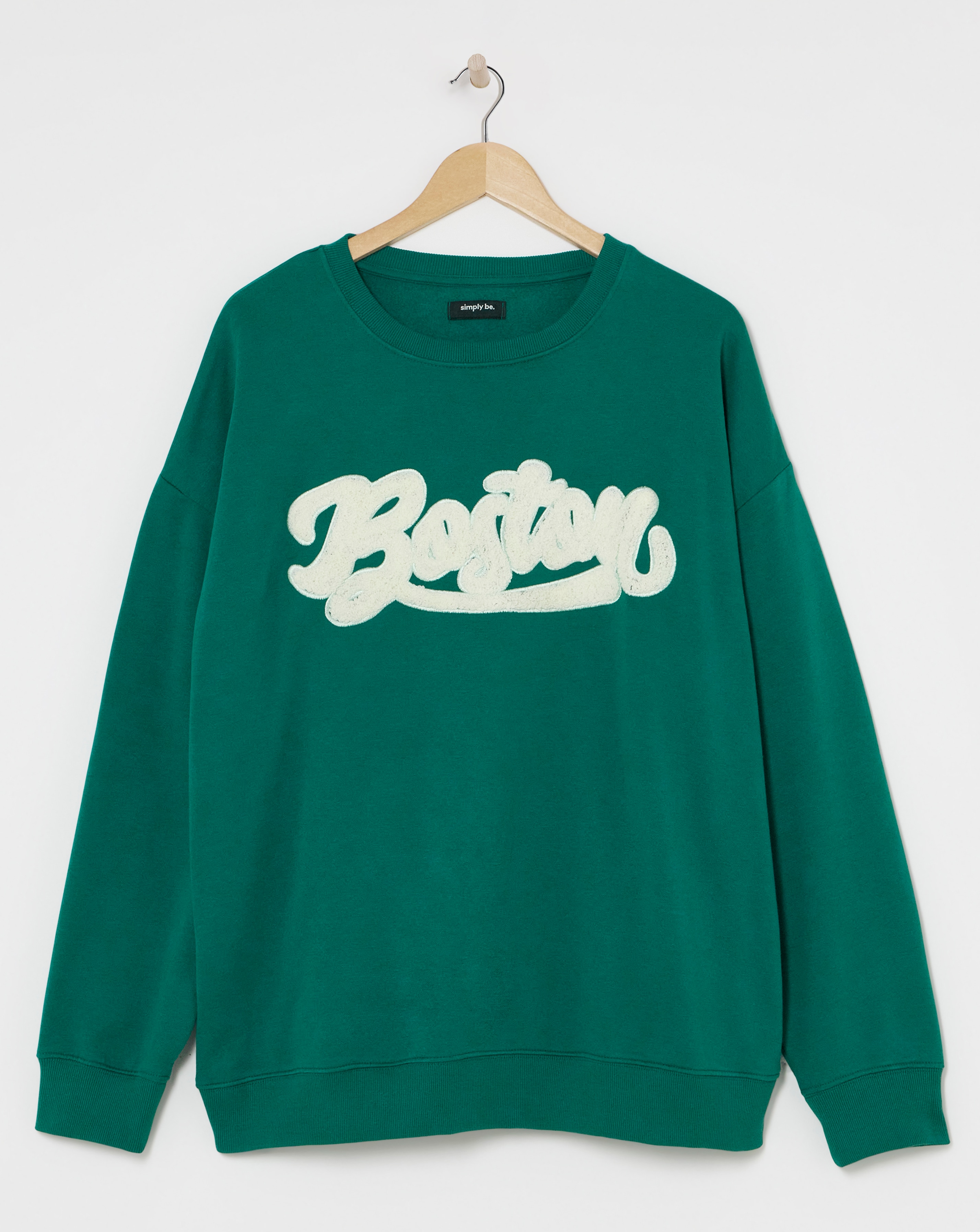 Dark Green Boucle Slogan Sweatshirt | Simply Be