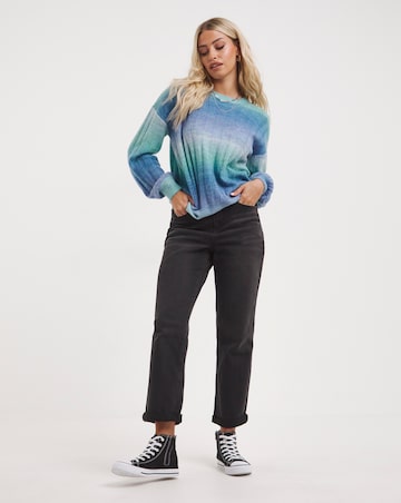 Blue Space Dye Crew Neck Jumper