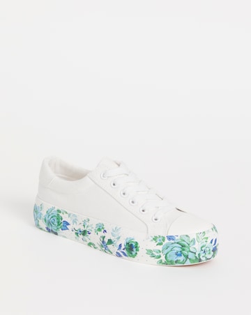 Joe Browns White Lace Up Platform Trainers -Wide Fit (E)