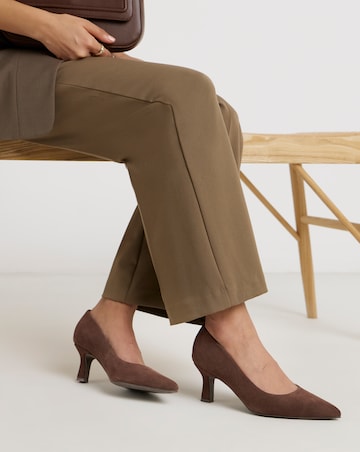 Heavenly Soles Kirsten Suede Pointed Toe Court Shoes - Extra Wide Fit (EEE)