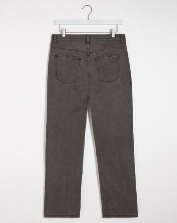 Washed Black Non Stretch High Rise 90's Split Hem Straight Leg Jeans