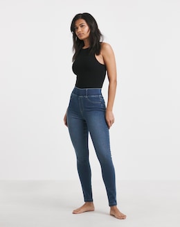 Mid Wash Stretch Skinny Pull On Jeggings