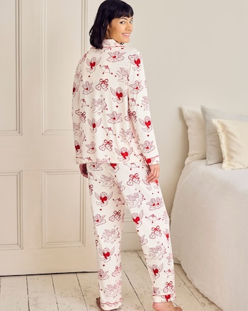 Chelsea Peers Classic Button Up Pyjama Set Valentines Cherub Print