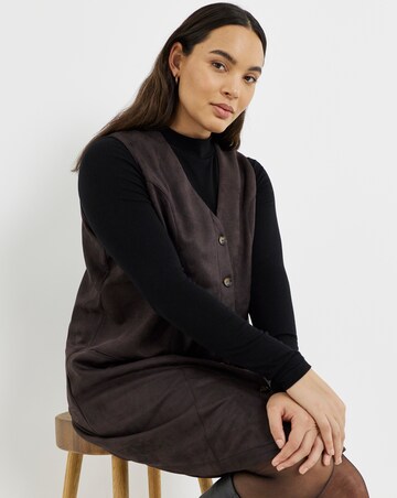 Simply Be Chocolate Suedette Button Through A Line Dress