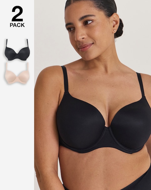 Pretty Secrets (2 Pack) Smoothing Microfibre T-Shirt Bras (B-F)