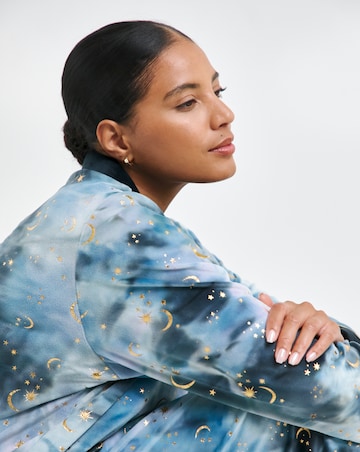 Chelsea Peers Velour Moon and Stars Pyjama Set With Exaggerated Cuffs