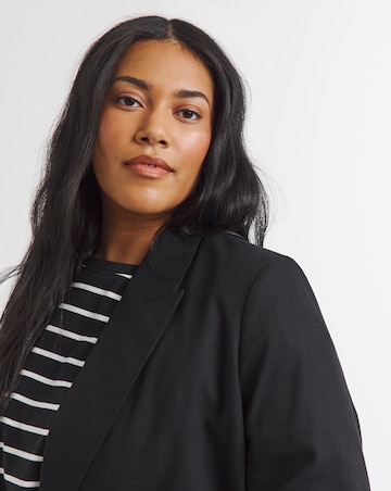 Black Relaxed Linen Blend Blazer