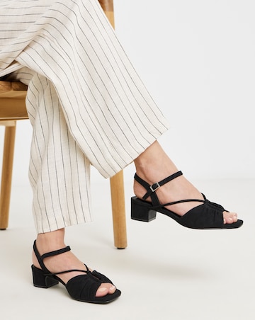 Charli Low Block Heel Soft Ruched Sandals - Wide Fit (E)