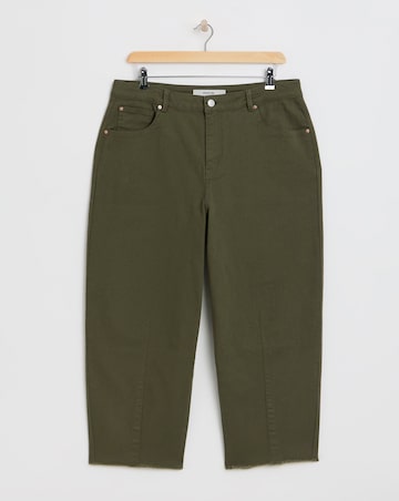 Olive Dart Detail Barrel Leg Jeans