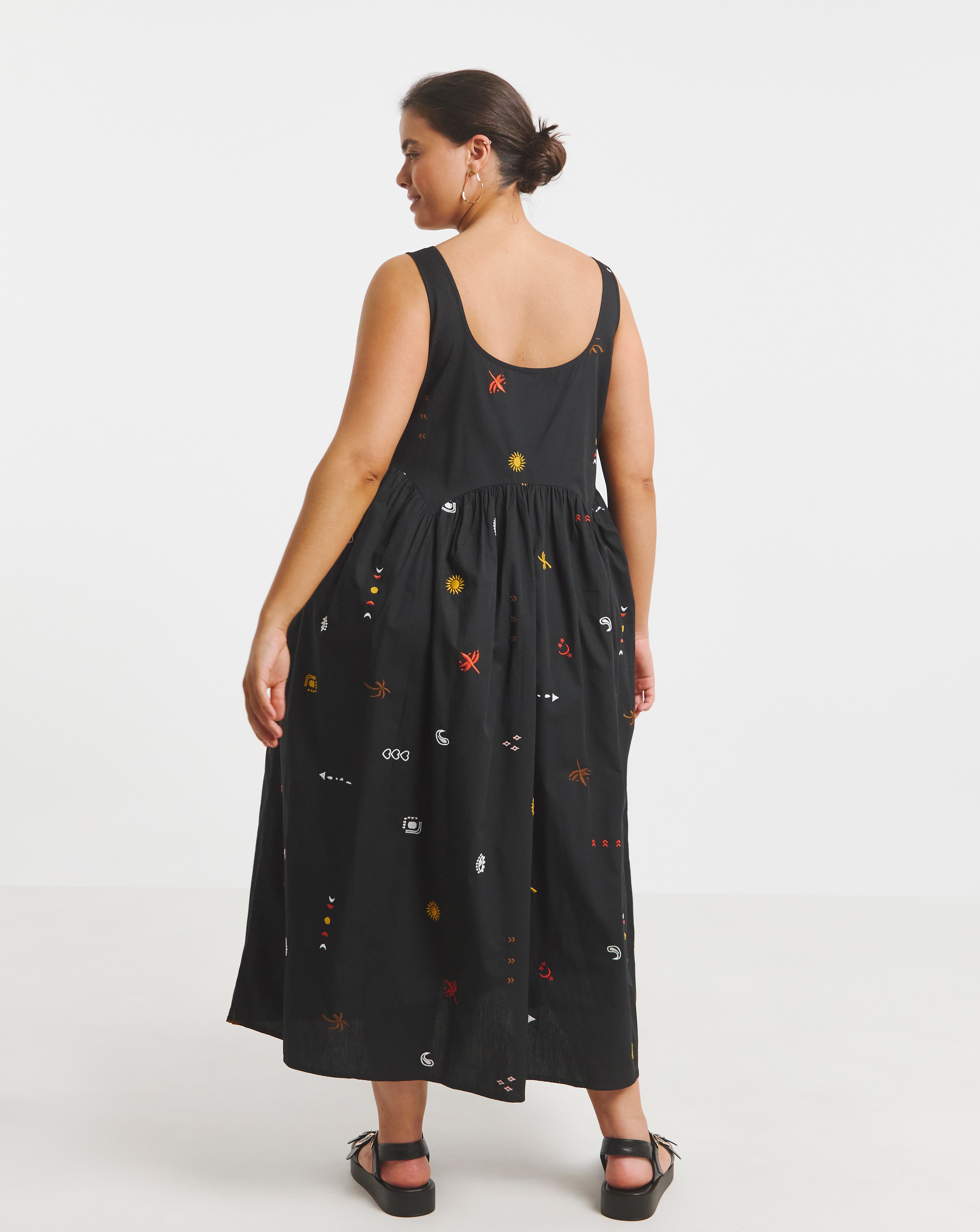 Black Embroidered Poplin Apron Dress | Simply Be