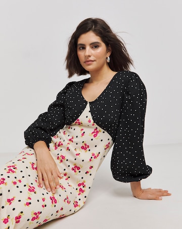 Mixed Print Waffle Jersey Midi Dress