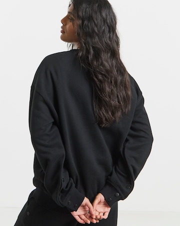 Black Popper Sleeve Sweatshirt
