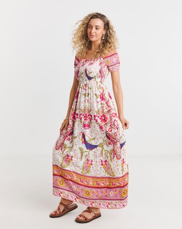 Joe Browns Glorious Boarder Print Shirred Maxi Dress