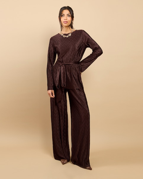 Little Mistress Brown Plisse Top
