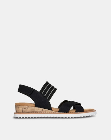 Skechers Black Bobs Desert Kiss Mesh Strap Sandals- Wide Fit (E)
