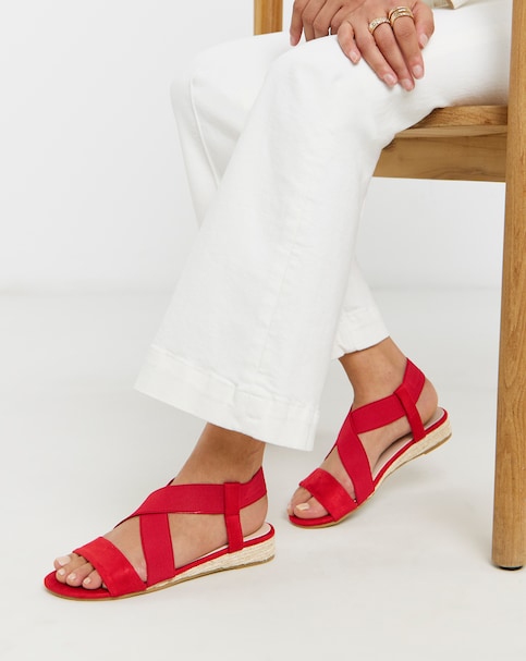 Dia Elasticated Low Wedge Espadrilles - Wide Fit (E)