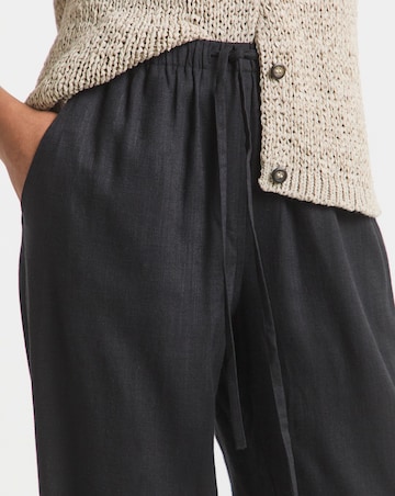 Simply Be Black Tie Waist Linen Mix Tapered Trousers
