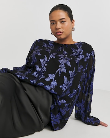 Jacquard Tie Back Blouse