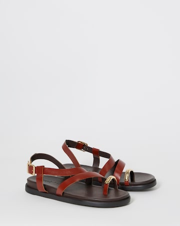 Carlota Leather Toe Hardware Footbed Sandals - Extra Wide Fit (EEE)