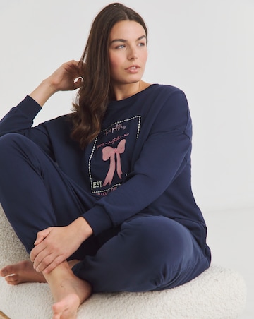 Sweatshirt And Jogger Bow Embroidery Lounge Set