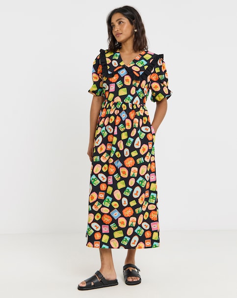 Twisted Wunder Postcard Collared Midaxi Dress