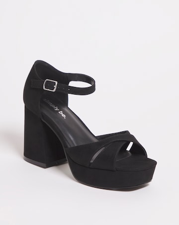 Mia Cross Front Platform Heeled Sandals Wide E Fit