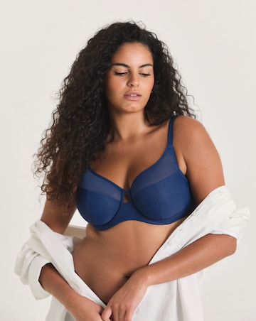 Pretty Secrets (2 Pack) Maisie Mesh Minimiser Wired Bras (D-H) Navy/Cream