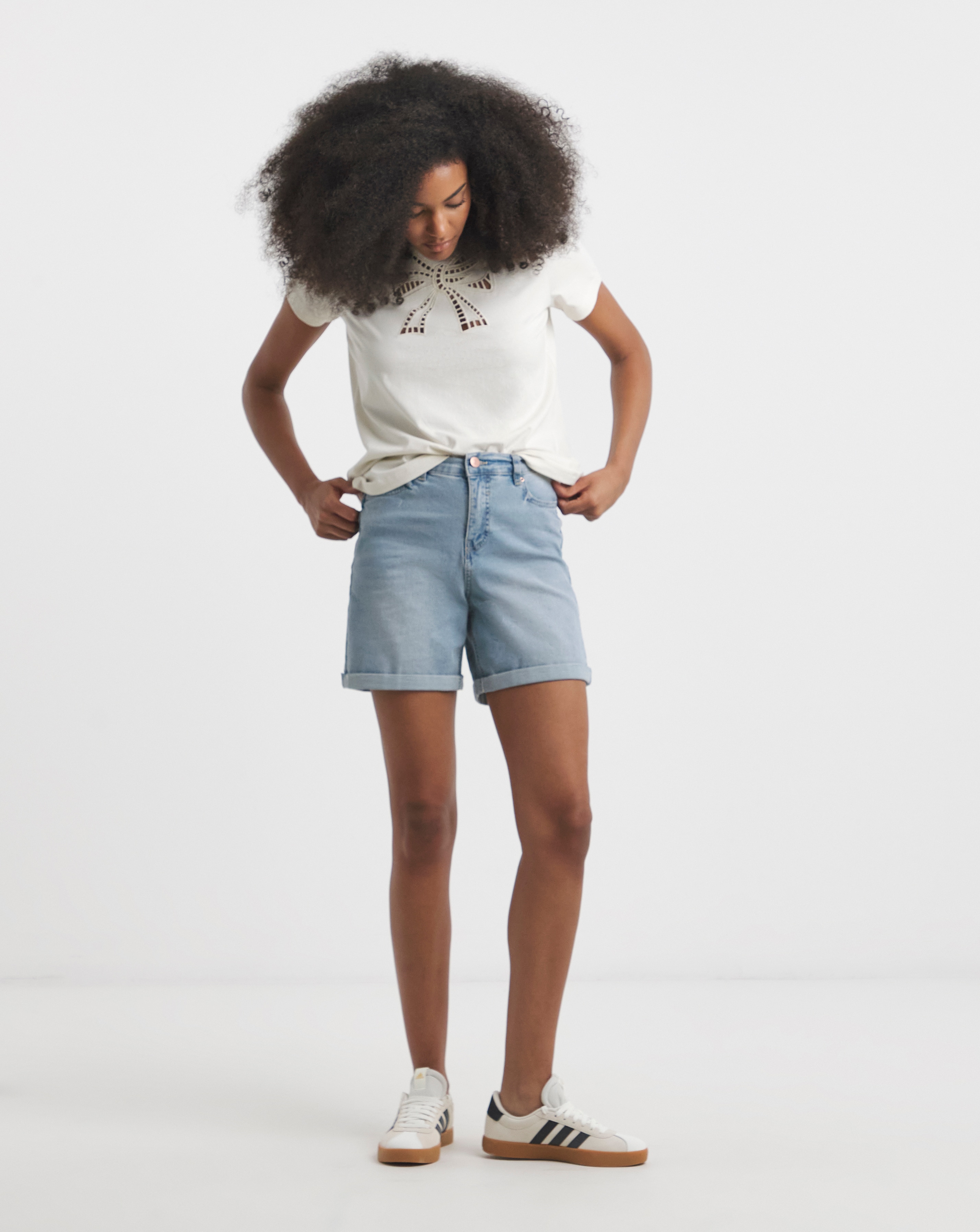 Simply Be Super Light Wash 24/7 Mid Shorts