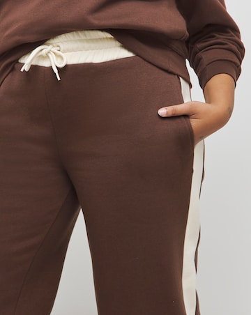 Chocolate & Cream Side Stripe Wide Leg Joggers