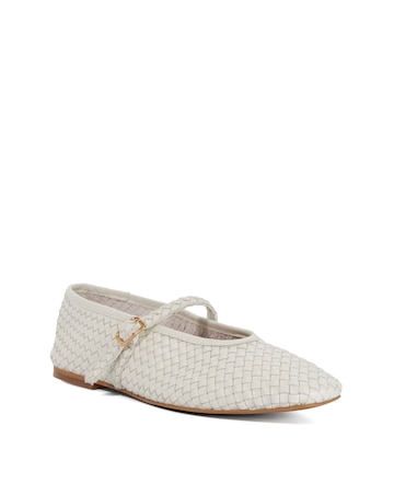 Dune Ecru Headliner Woven Mary Jane Ballet Shoes - Standard Fit