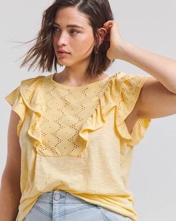 Pale Yellow Broderie Yoke Top