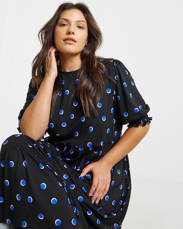 Spot Print Supersoft Tiered Midi Dress