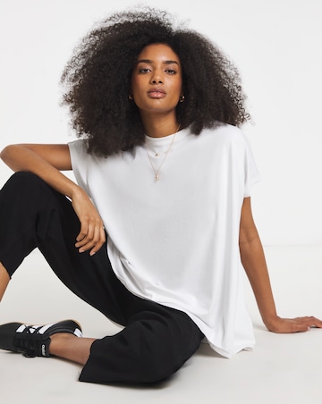 White Slouchy Dip Back Pure Cotton T-Shirt