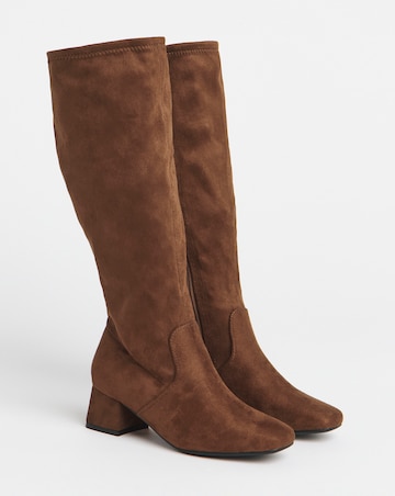 Claudia Low Block Heel Knee High Boots - Wide Fit (E) & Standard/Curvy Calf