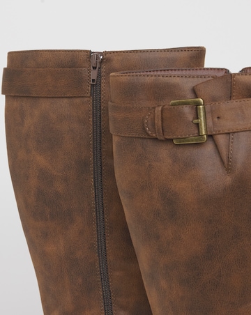 Stacey Chunky Biker Knee High Boots - Wide Fit (E) & Curvy Calf