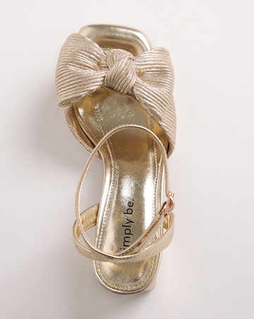 Isla Plisse Bow Low Heel Occasion Sandals Wide E Fit